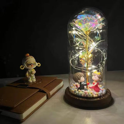 Everlasting 24K Gold Foil Rose In Glass  Illuminated Decorative Gift For Home Mothers Day  Special