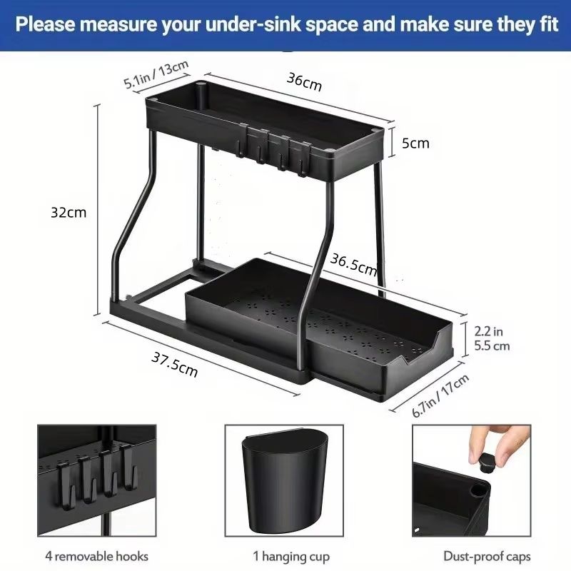 MultiLayer PullOut Seasoning  Sundries Storage Rack  SlideOut Kitchen  Bathroom Organizer 5