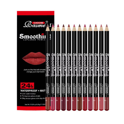 Professional Lip Liner Pencil Set 12 Matte Lip Colors NonStick Cup Nude Lip Liner Pen For Smooth De 6