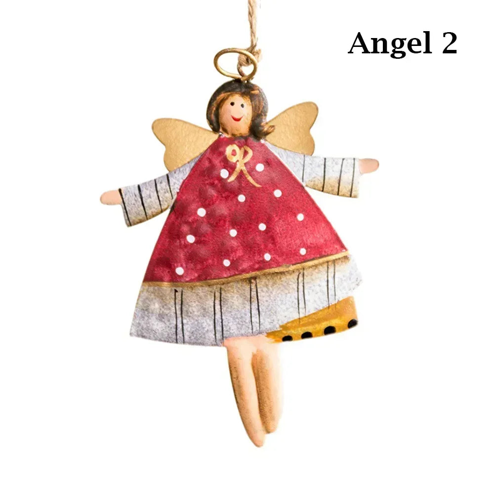 Christmas Hanging Decoration Nordic Angel Cartoon Soldiers Ornaments Double Sided Iron Art Tree Dro 27