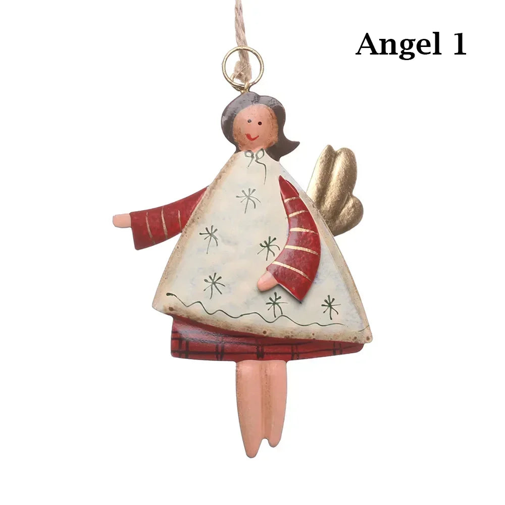 Christmas Hanging Decoration Nordic Angel Cartoon Soldiers Ornaments Double Sided Iron Art Tree Dro 28