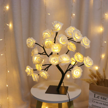 Tree Night Lights, LED Table Lamp, Rose Light String, USB Powered Lighting, Romantic Room Decor for Girls, Lover Gift