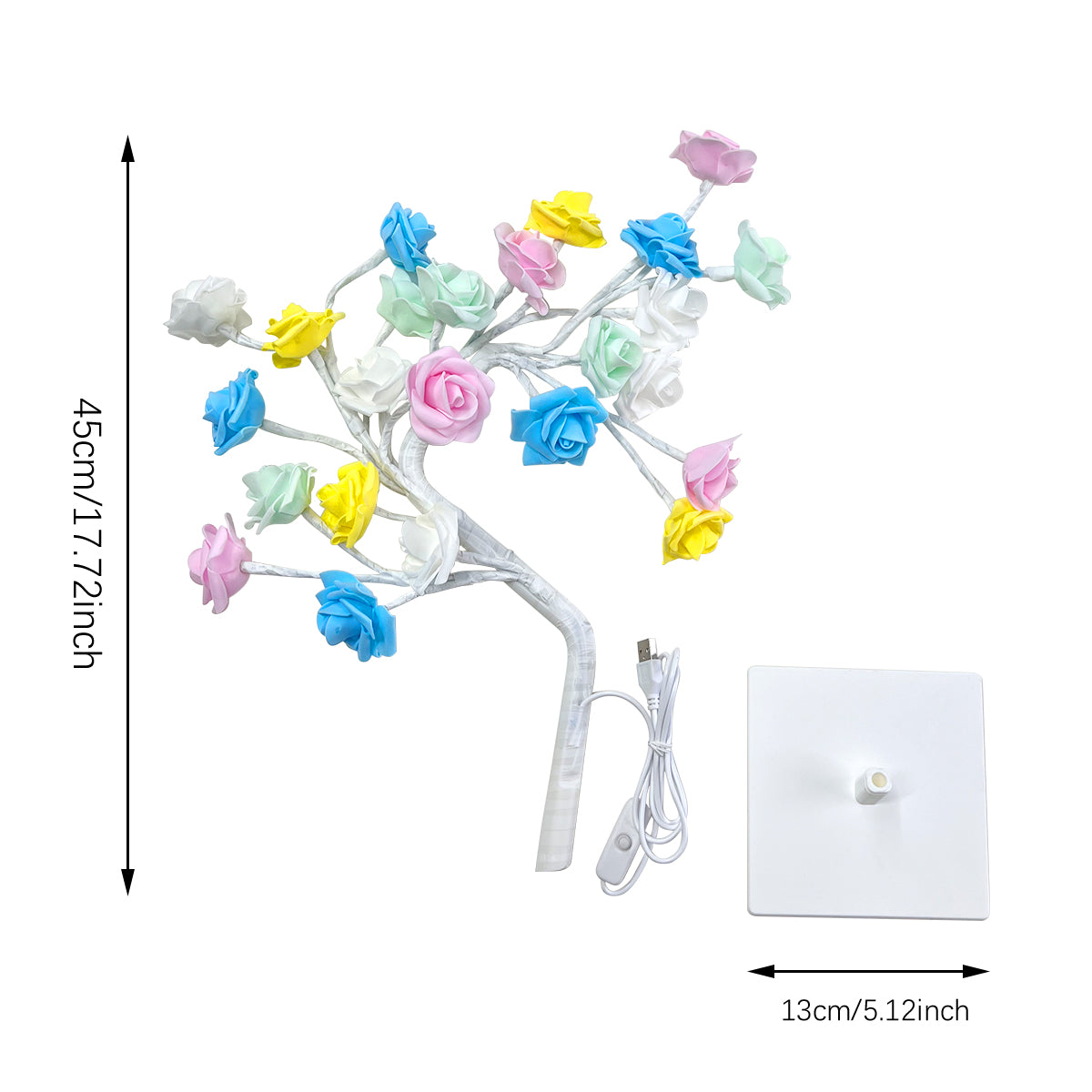 Tree Night Lights, LED Table Lamp, Rose Light String, USB Powered Lighting, Romantic Room Decor for Girls, Lover Gift