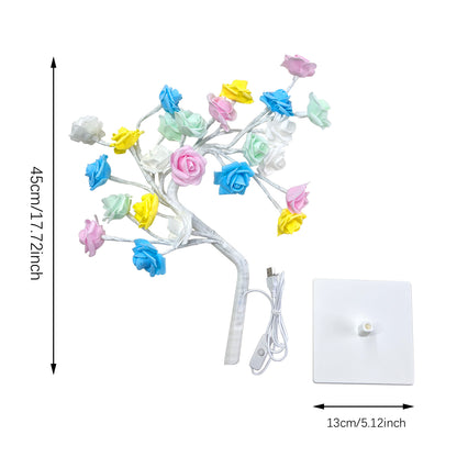 Tree Night Lights, LED Table Lamp, Rose Light String, USB Powered Lighting, Romantic Room Decor for Girls, Lover Gift