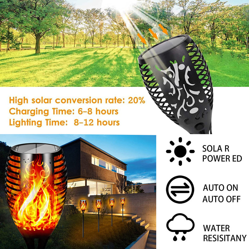 LED Outdoor Solar Torch Lights Waterproof Garden Patio Lights Flickering Dancing Flame Lamp For Yar