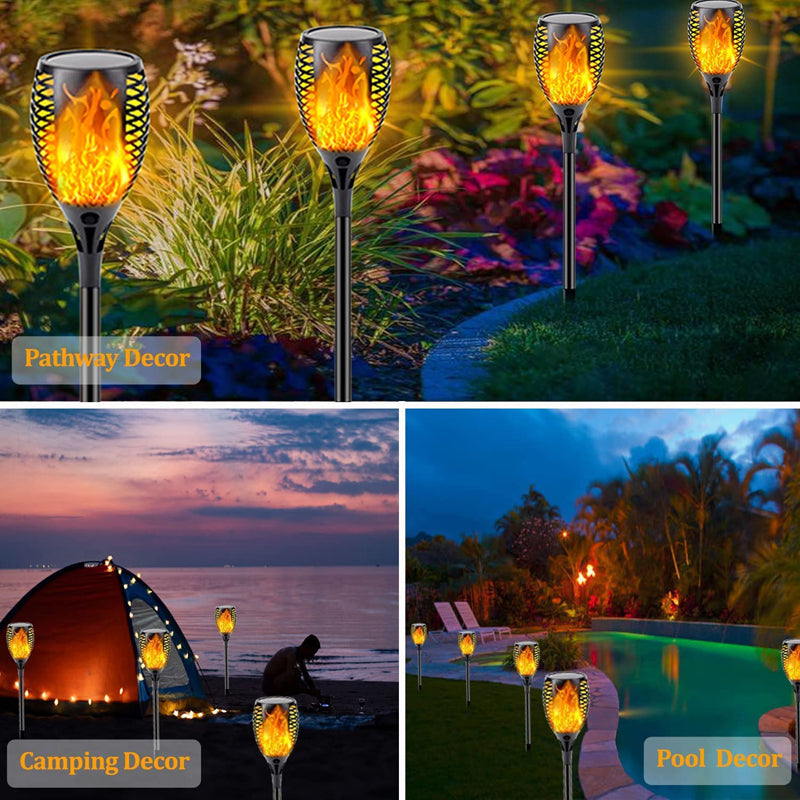 LED Outdoor Solar Torch Lights Waterproof Garden Patio Lights Flickering Dancing Flame Lamp For Yar