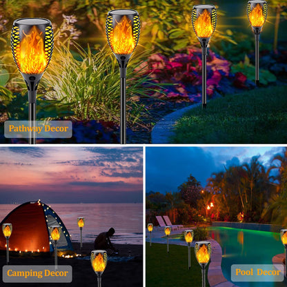 LED Outdoor Solar Torch Lights Waterproof Garden Patio Lights Flickering Dancing Flame Lamp For Yar