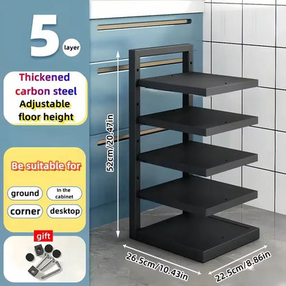 Adjustable MultiLayer Stainless Steel Pot  Pan Organizer  Kitchen Cabinet  Countertop Storage Rack 9
