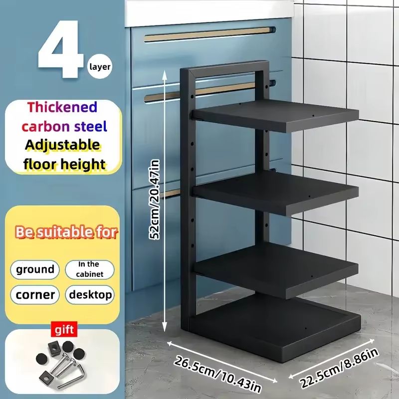 Adjustable MultiLayer Stainless Steel Pot  Pan Organizer  Kitchen Cabinet  Countertop Storage Rack 13