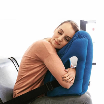 Portable Inflatable Travel Pillow, Airplane Nap Pillow, Outdoor Sleeping Cushion, Office and Train Sleeping Bag Pillow