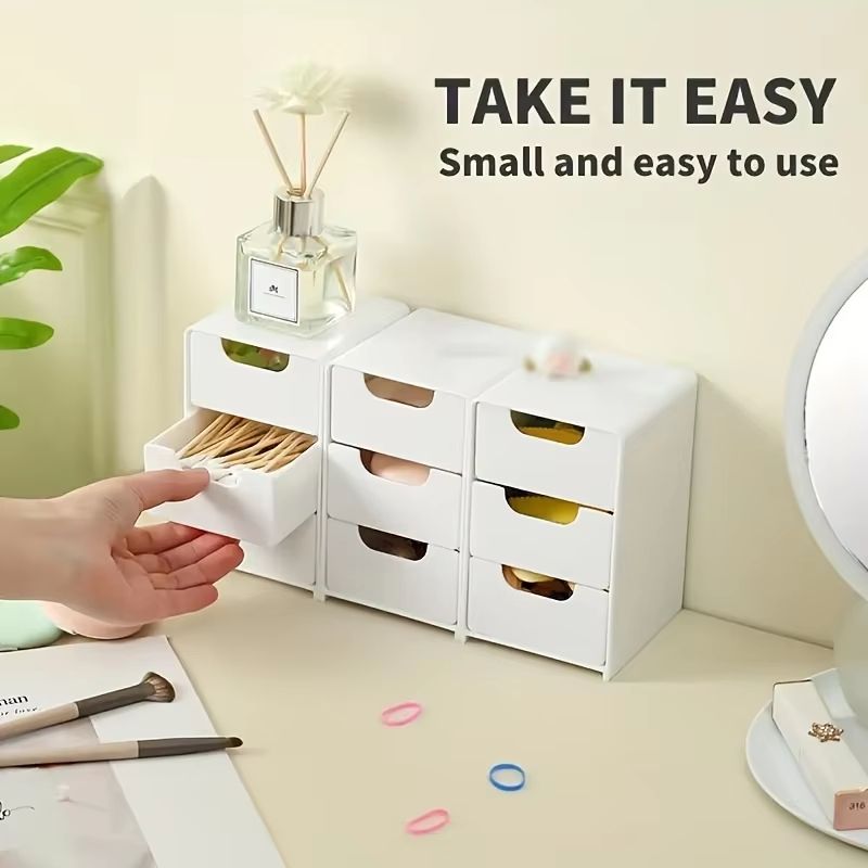 Mini Chic 3Tier Drawer Organizer  Compact Desk Storage For Office Supplies Jewelry  Cosmetics 3