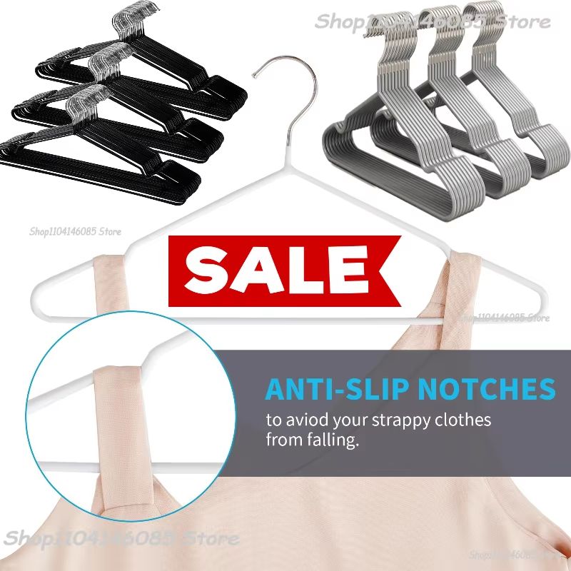 Premium Metal Non-Slip Traceless Clothes Hangers – Durable Space-Saving Organiser (10-Pack)