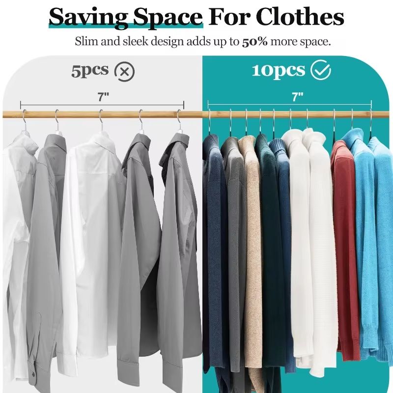 Premium Metal NonSlip Traceless Clothes Hangers  Durable SpaceSaving Organiser 10Pack 3