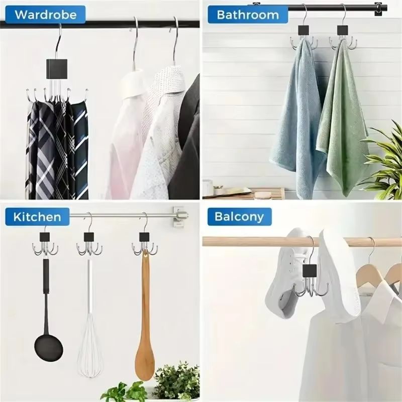 360 Rotating MultiClaw Storage Hanger  Metal  Wood Organizer For Bags Belts Ties  Scarves 3