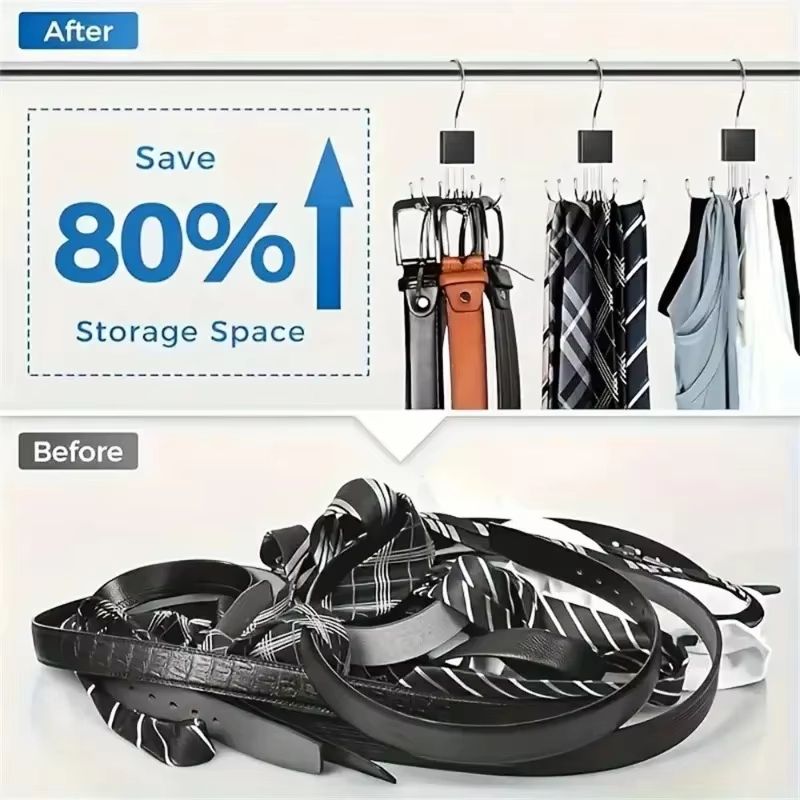 360 Rotating MultiClaw Storage Hanger  Metal  Wood Organizer For Bags Belts Ties  Scarves 5