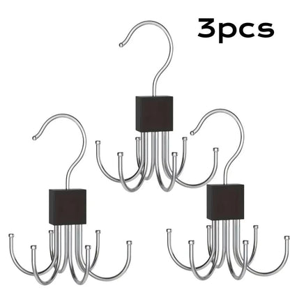 360 Rotating MultiClaw Storage Hanger  Metal  Wood Organizer For Bags Belts Ties  Scarves 8