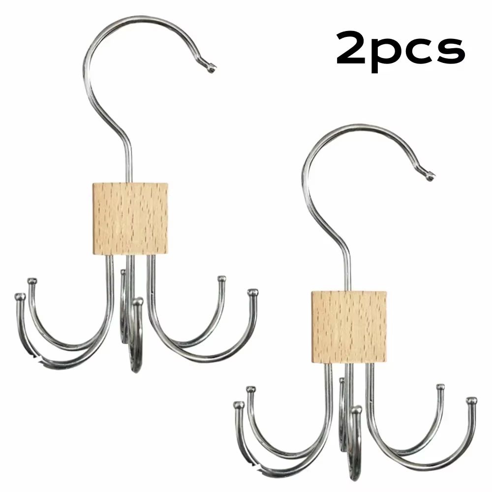 360 Rotating MultiClaw Storage Hanger  Metal  Wood Organizer For Bags Belts Ties  Scarves 10