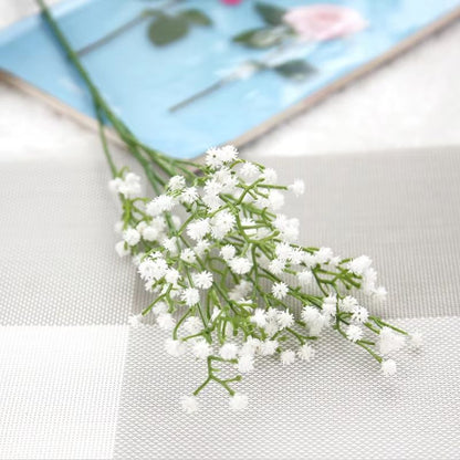 Elegant White Gypsophila Artificial Bouquet  Decorative Bridal  Home Accessory With Vase Filler Opt 4