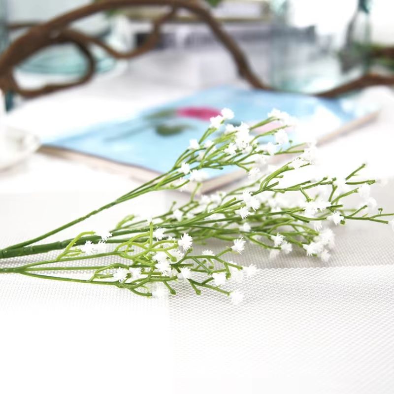 Elegant White Gypsophila Artificial Bouquet  Decorative Bridal  Home Accessory With Vase Filler Opt 5