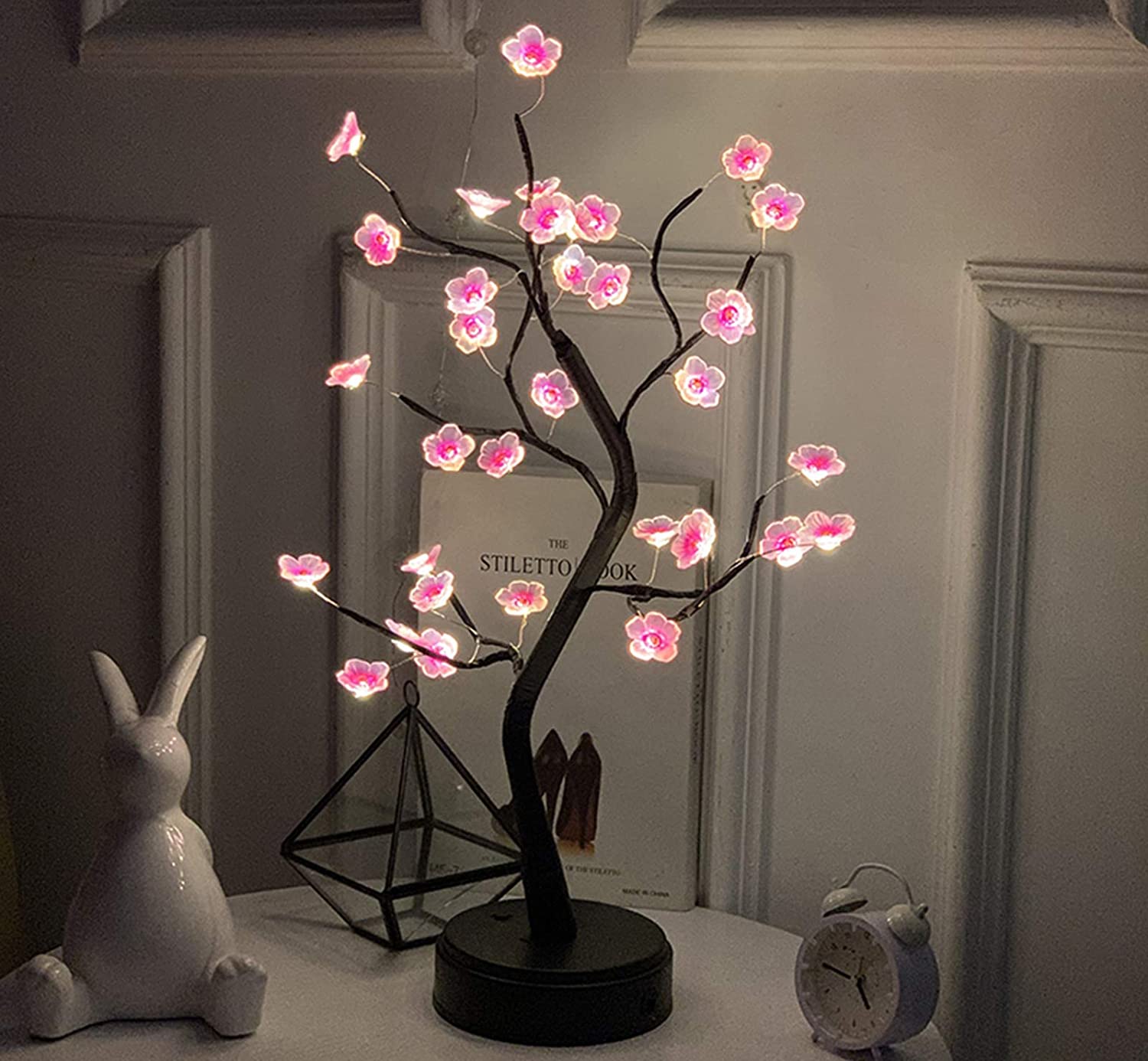 Touch Switch Table Tree Night Light USB Battery Powered Desktop Tree LED Lamp Artificial Bonsai Che 6