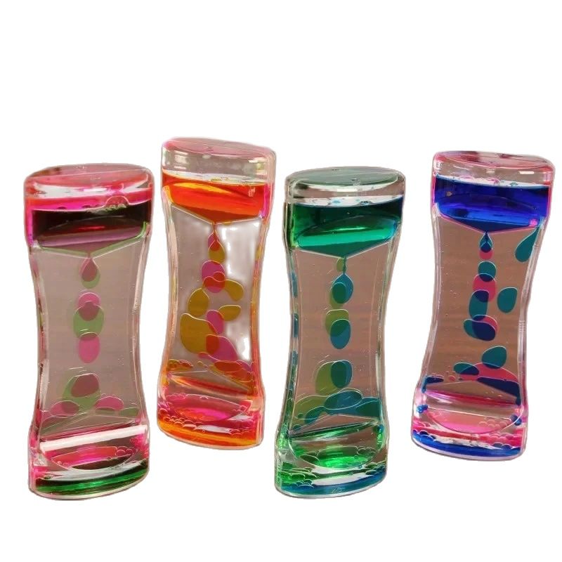 Colorful Hourglass Liquid Bubbler, Motion Timer Fidget Toy for Anxiety Relief, Autism Sensory Kids Activity
