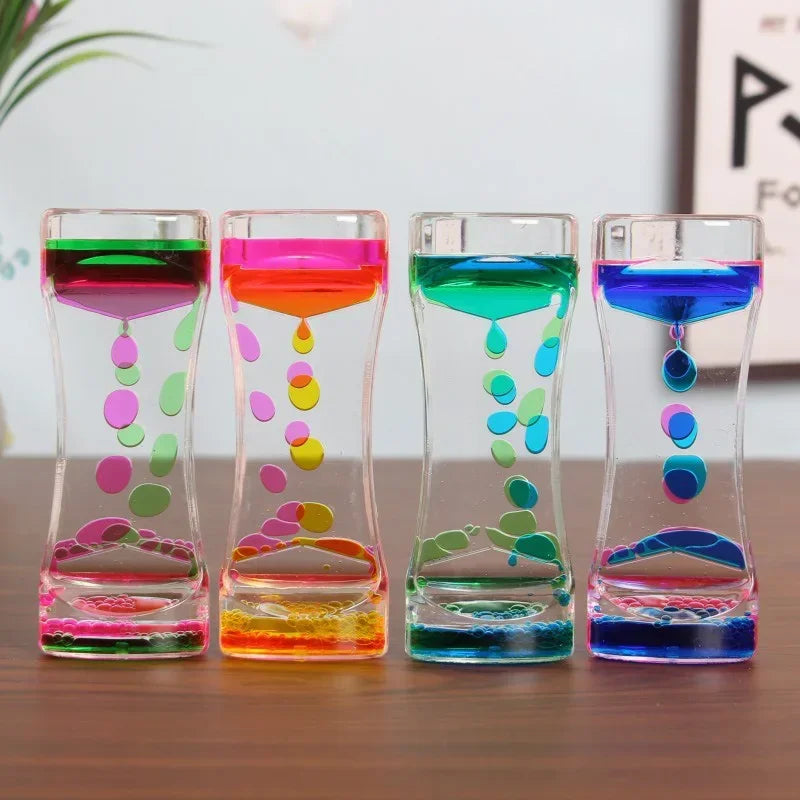 Colorful Hourglass Liquid Bubbler, Motion Timer Fidget Toy for Anxiety Relief, Autism Sensory Kids Activity