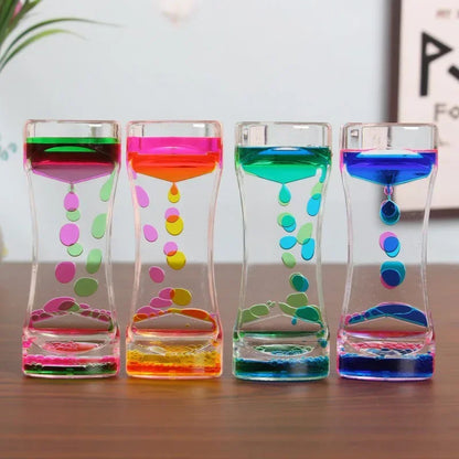 Colorful Hourglass Liquid Bubbler, Motion Timer Fidget Toy for Anxiety Relief, Autism Sensory Kids Activity