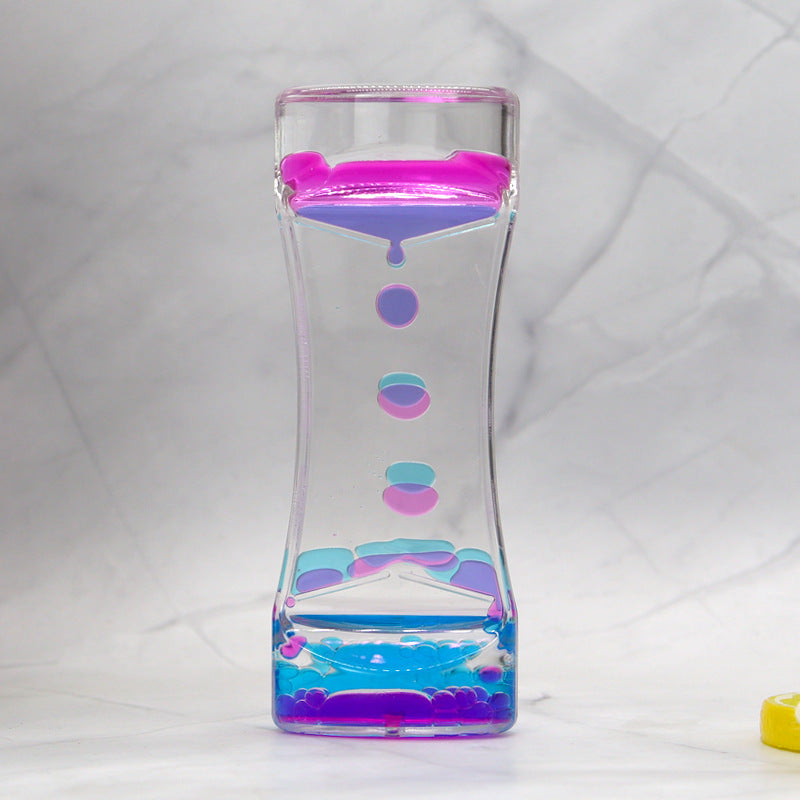 Colorful Hourglass Liquid Bubbler, Motion Timer Fidget Toy for Anxiety Relief, Autism Sensory Kids Activity