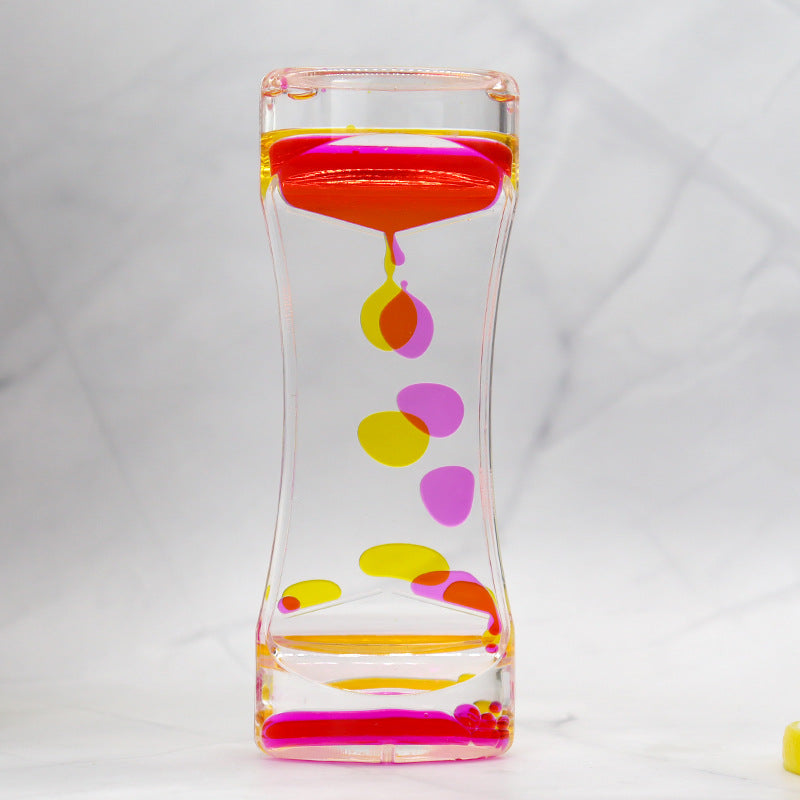 Colorful Hourglass Liquid Bubbler, Motion Timer Fidget Toy for Anxiety Relief, Autism Sensory Kids Activity