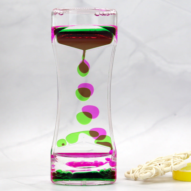 Colorful Hourglass Liquid Bubbler, Motion Timer Fidget Toy for Anxiety Relief, Autism Sensory Kids Activity