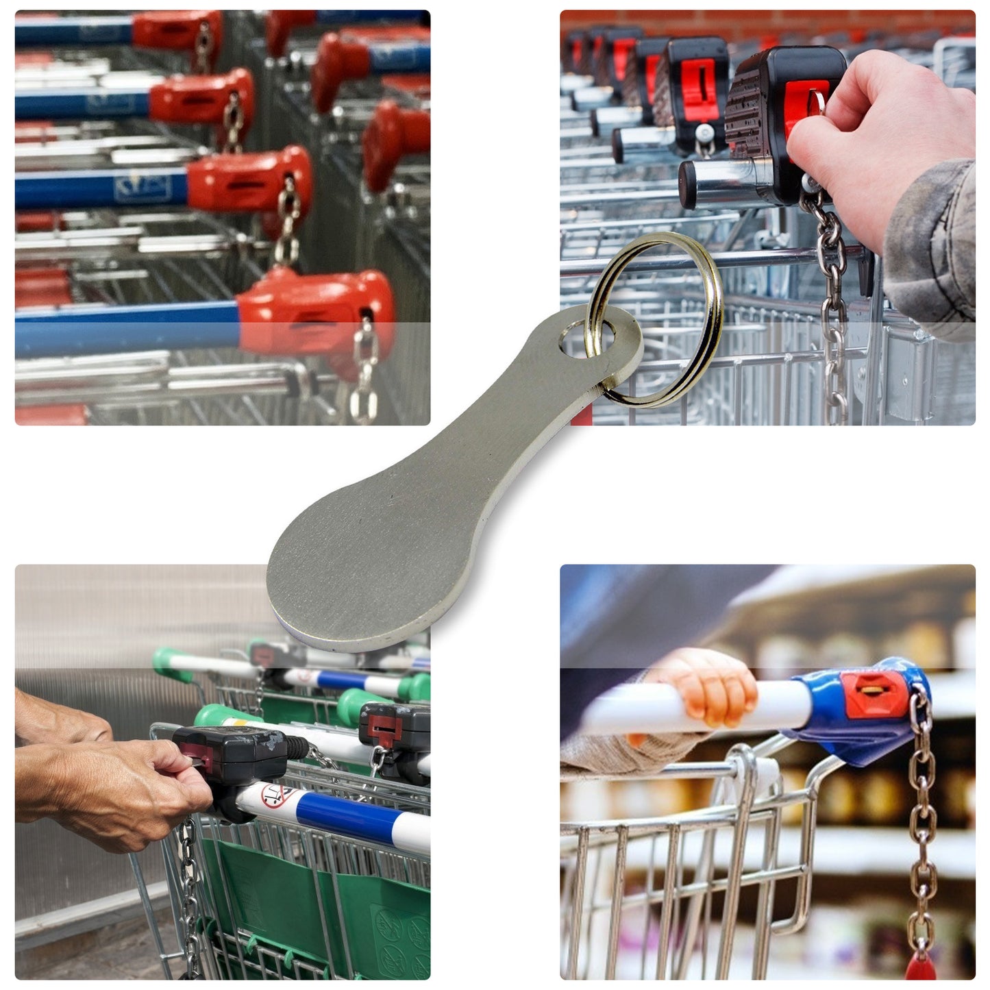 Unisex Gift Keyrings Decorations, Aluminum Alloy Key Ring, Shopping Cart and Grocery Trolley Tokens