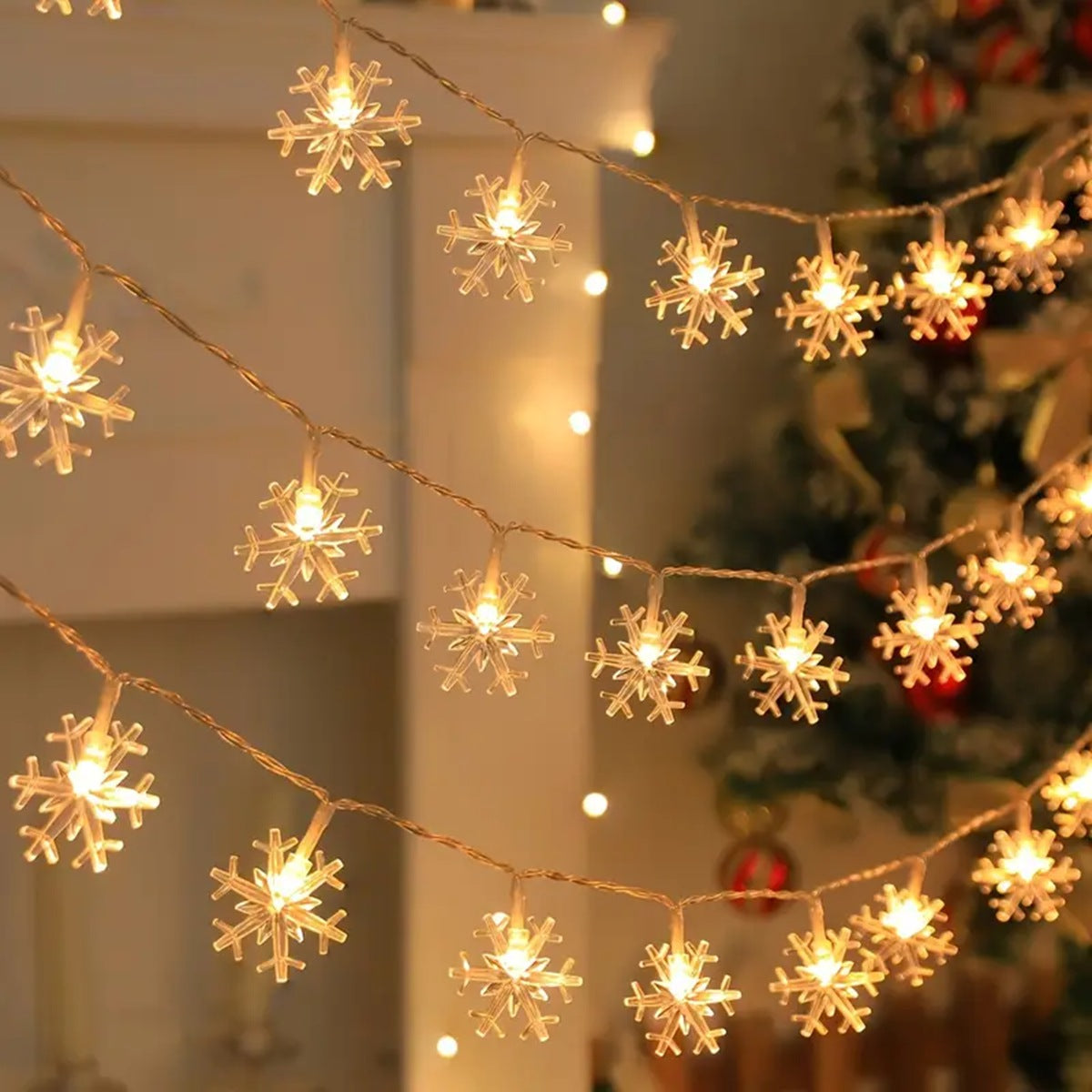 Indoor  Outdoor Hanging Decorative Lighting LED Christmas Snowflake String Light Fairy Atmosphere L 1
