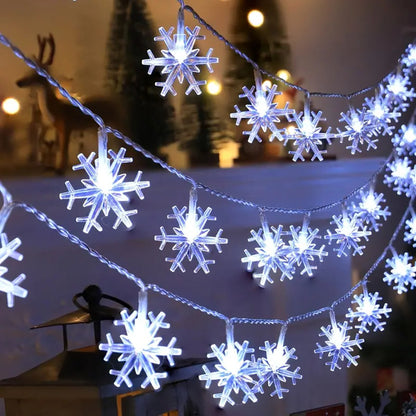 Indoor & Outdoor Hanging Decorative Lighting, LED Christmas Snowflake String Light, Fairy Atmosphere Lamp For Garden