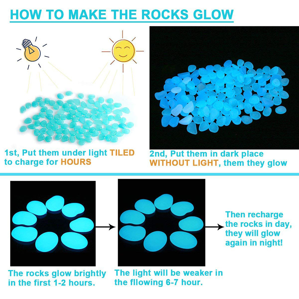 Glow In The Dark Garden Pebbles, Decorative Luminous Stones, DIY Fairy Garden Rocks, Yard and Walkway Decor