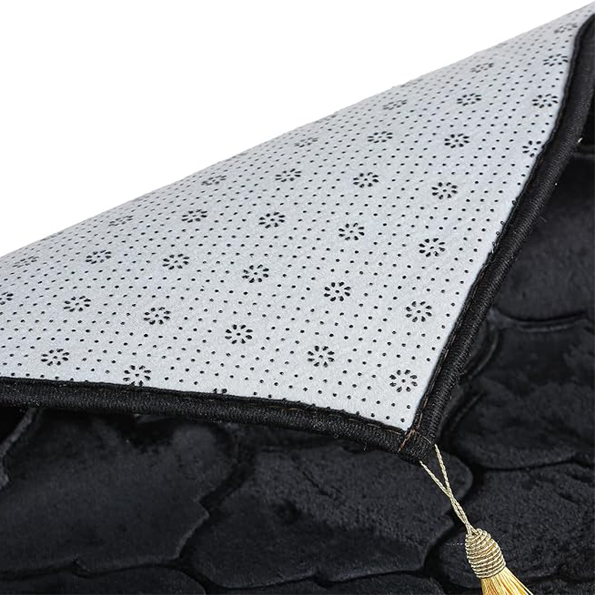 Flannel Plush Prayer Mat, Thickened Irregular Mat with Tassel, Soft Printed Prayer Rug