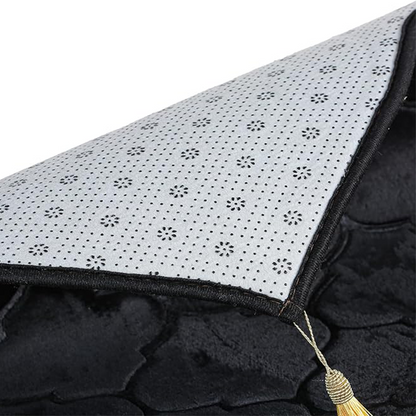Flannel Plush Prayer Mat, Thickened Irregular Mat with Tassel, Soft Printed Prayer Rug