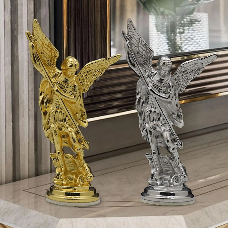 Sacred Angel Michael's Sculpture, Zinc Alloy Statue, Saint Michael Archangel Figurine for Home Desk Decor