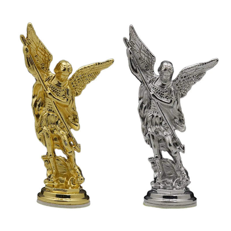 Sacred Angel Michael's Sculpture, Zinc Alloy Statue, Saint Michael Archangel Figurine for Home Desk Decor