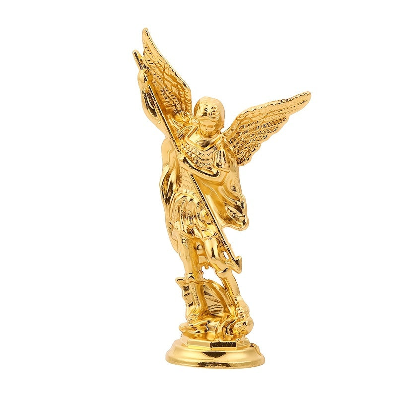 Sacred Angel Michael's Sculpture, Zinc Alloy Statue, Saint Michael Archangel Figurine for Home Desk Decor