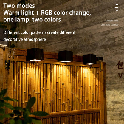 LED Solar Light Outdoor Garden, Square Wall Lamp, Outdoor Courtyard Garden Fence Lighting Wall Decoration Lamp