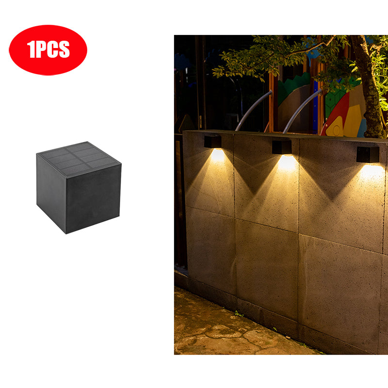LED Solar Light Outdoor Garden, Square Wall Lamp, Outdoor Courtyard Garden Fence Lighting Wall Decoration Lamp