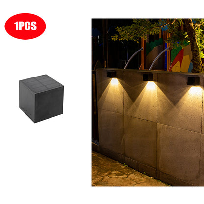 LED Solar Light Outdoor Garden, Square Wall Lamp, Outdoor Courtyard Garden Fence Lighting Wall Decoration Lamp