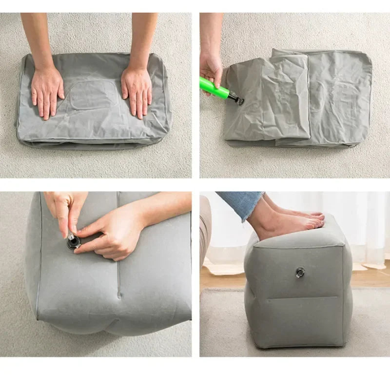 Adjustable Inflatable Travel Pillow Flight Sleeping Footrest Portable Rest Cushion For Airplane Car