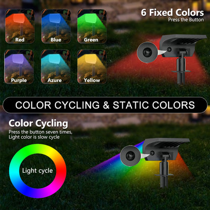 Solar Landscape Spot Powered Wall Lights RGB Solar Spotlight Outdoor Waterproof Color Change Garden 1