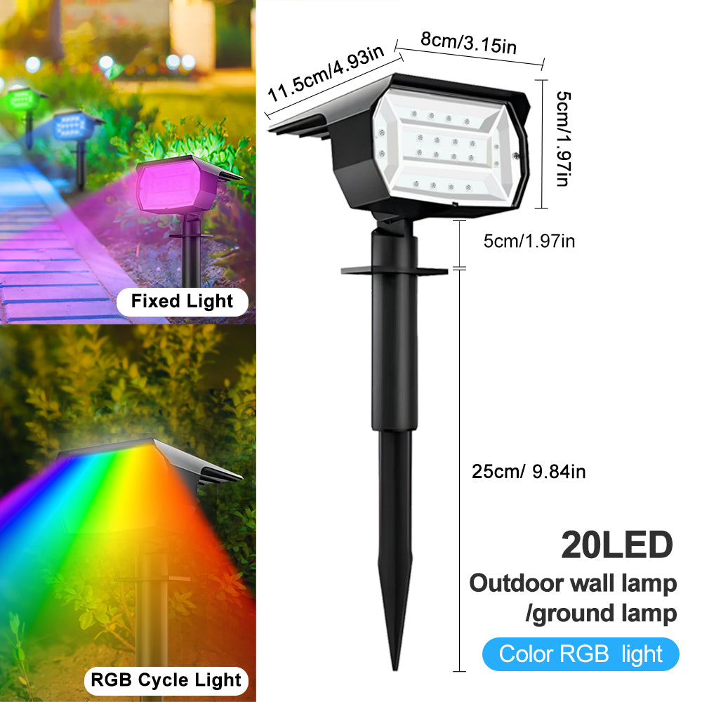 Solar Landscape Spot Powered Wall Lights RGB Solar Spotlight Outdoor Waterproof Color Change Garden 6