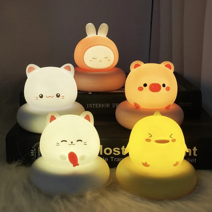 Nursery Sleeping Lamp, Animal Night Light 3 Level Dimmable, Voice Control Nightlight, Toddler Decor, Breastfeeding