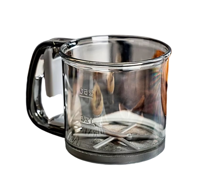 Plastic Sifter with Tray, Fine Mesh Flour Sifter, One Hand Press Baking Tool, Powdered Sugar Kitchen Cake Filter