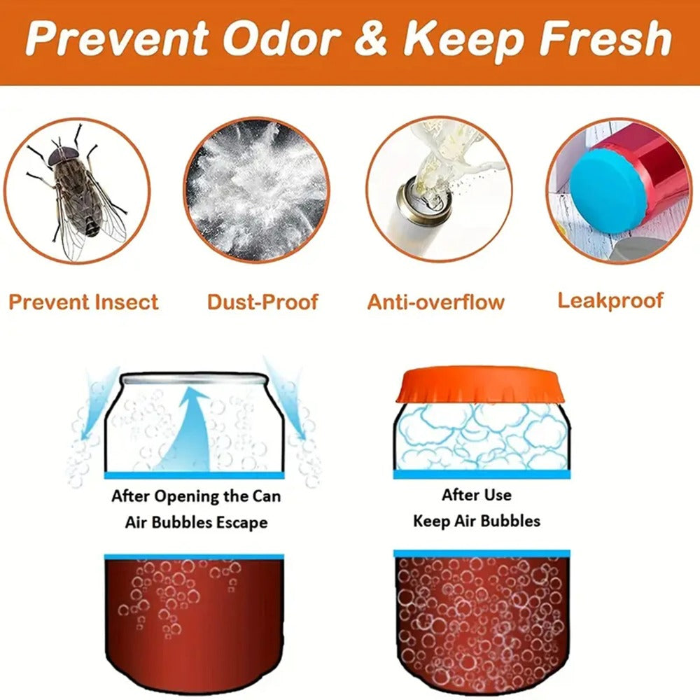 Silicone Can Lids for Soda and Beer, Pack Reusable Can Covers, Juice Drink Protective Lids, Fits Standard Cans