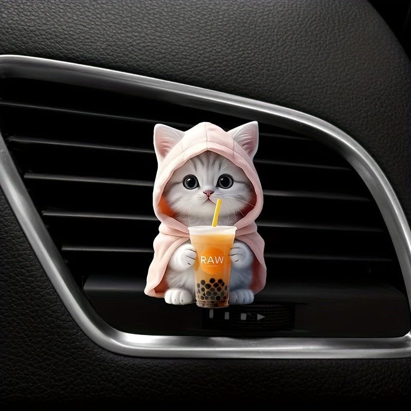 Cute cat acrylic car aromatherapy, long-lasting fragrance vent clip, decorative aromatherapy for car