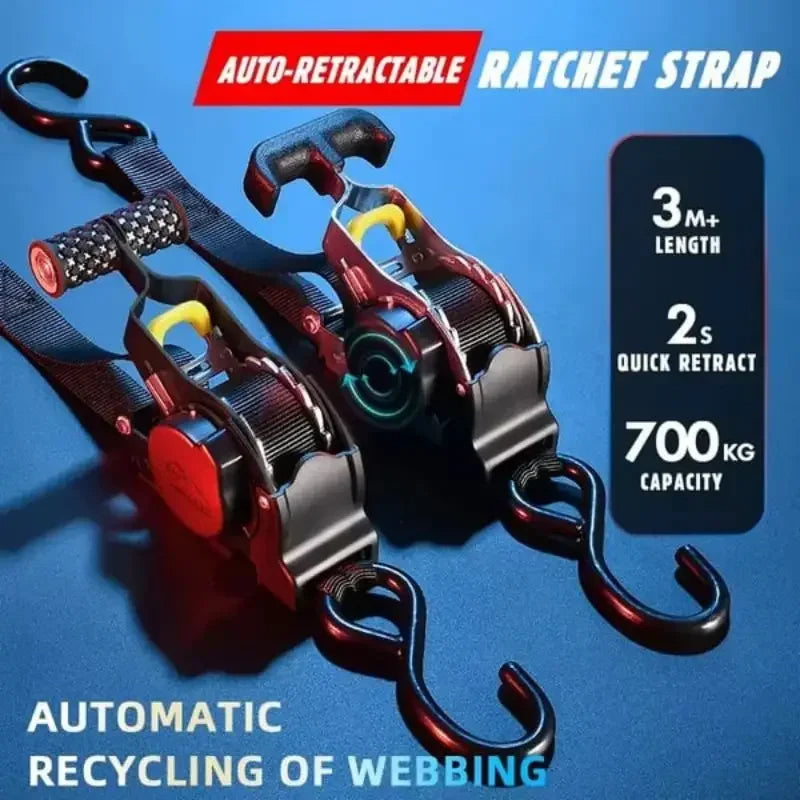 Retractable Belts For Motorcycles, Auto Straps For Cargo, Ratchet Strap For Load, Luggage Strap Tensioner Belt For Car
